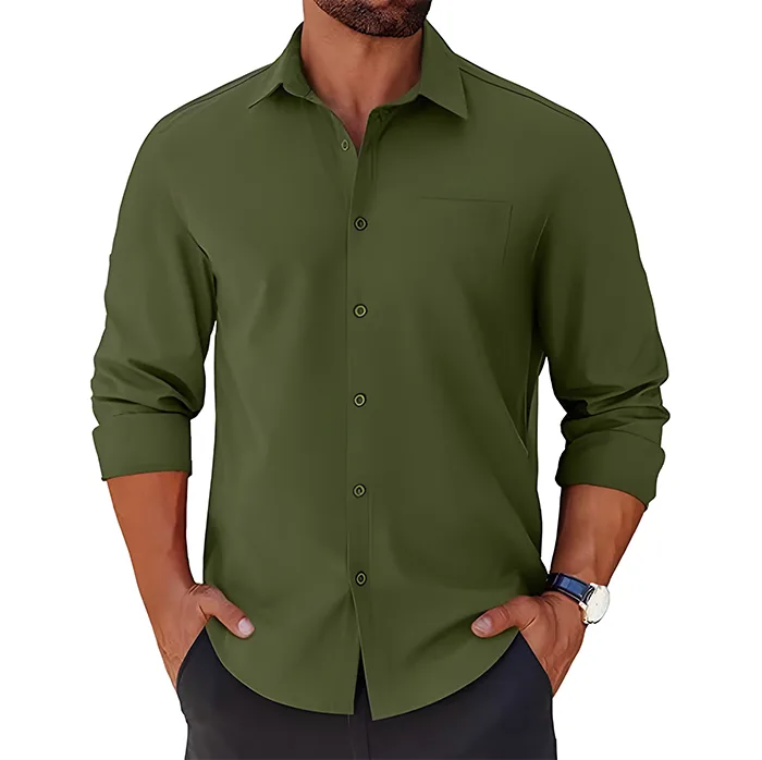 COOFANDY Men’s Long Sleeve Dress Shirt – Casual Untucked Button-Down for Wedding & Beach - Image 3