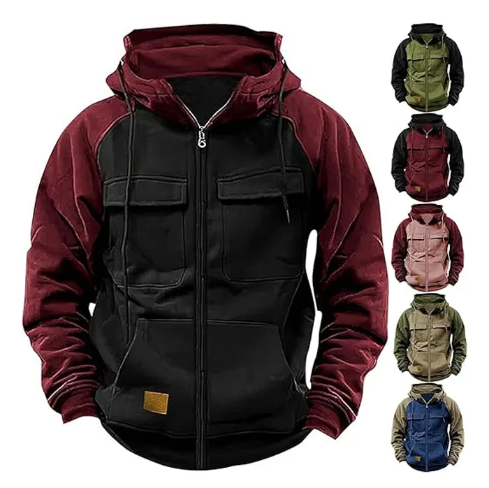 Men’s Tactical Hoodie – Rotro Lace-Up Pullover Gym Athletic Sweatshirt & Cargo Jacket - Image 3