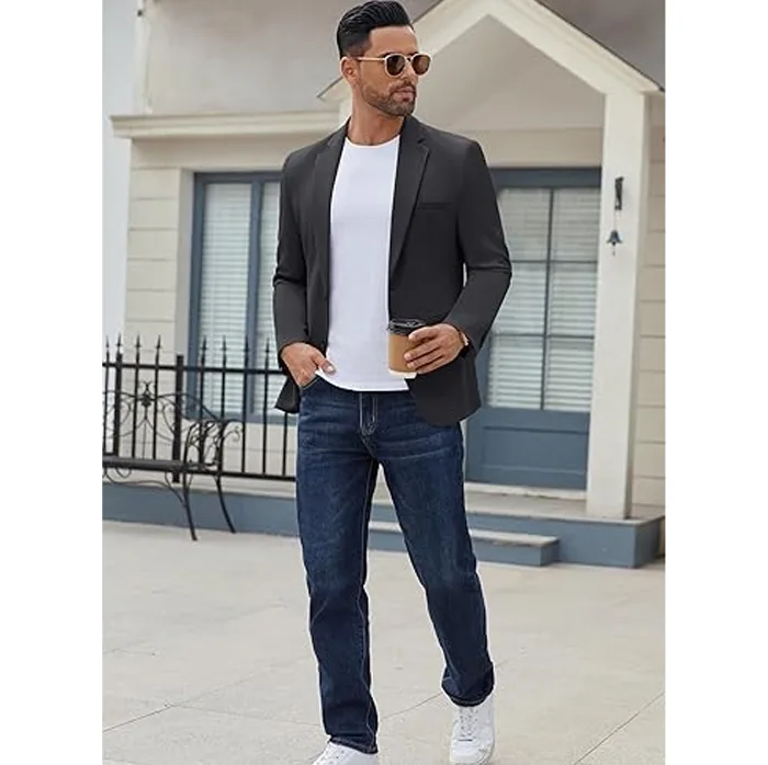Men’s Casual Blazer Jacket by COOFANDY – Lightweight Regular Fit Two-Button Sport Coat - Image 4