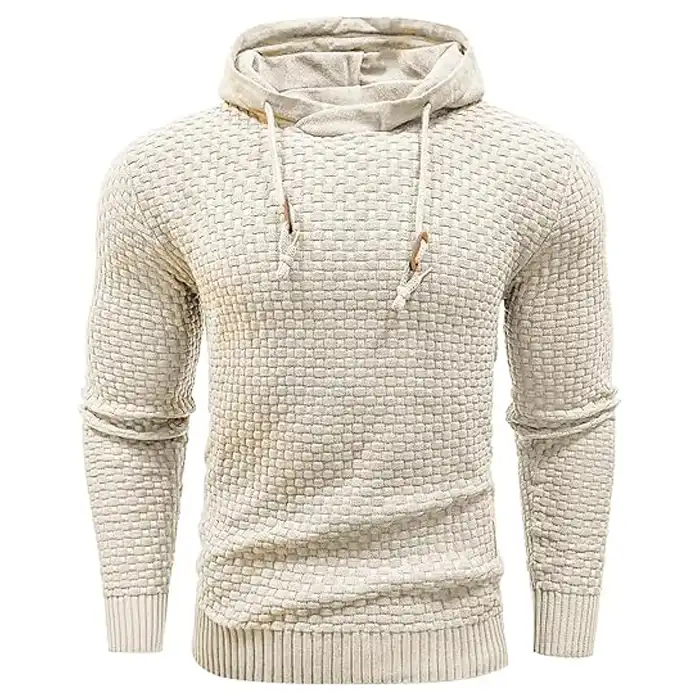 Zaitun Men’s Hooded Sweatshirt – Long Sleeve Solid Knitted Pullover Hoodie for Men - Image 5