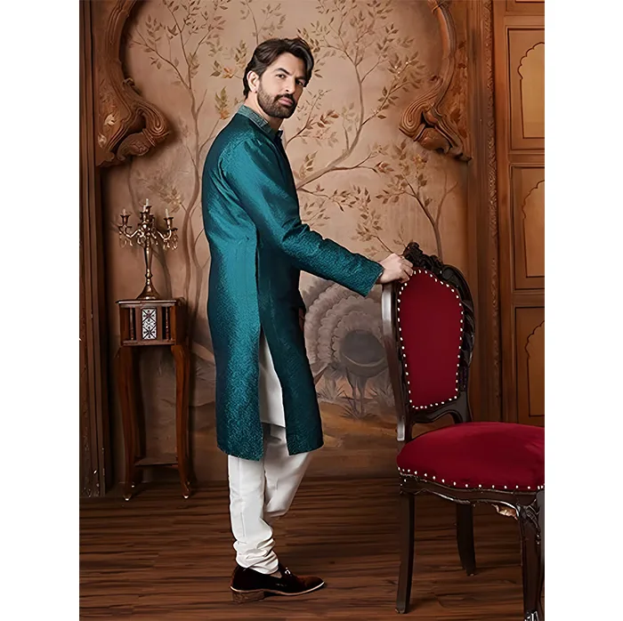 Sojanya Men’s Red Jacquard Silk Kurta & Churidaar Pyjama – Traditional Indian Ethnic Wear Since 1958" - Image 5