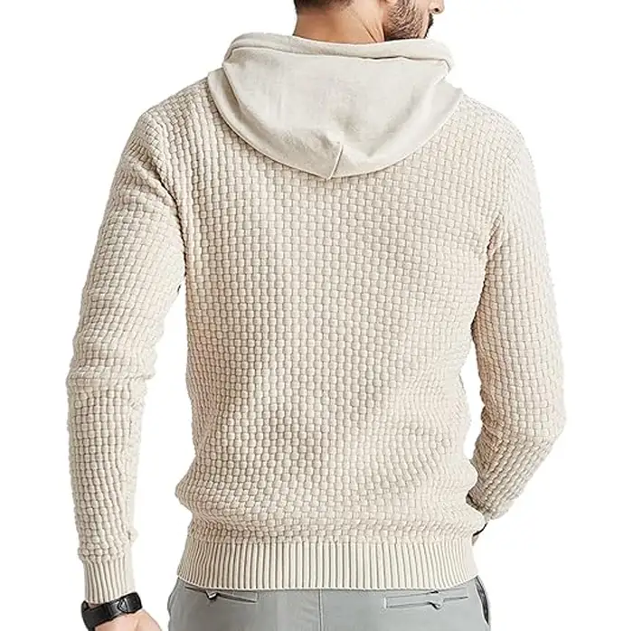 Zaitun Men’s Hooded Sweatshirt – Long Sleeve Solid Knitted Pullover Hoodie for Men - Image 4