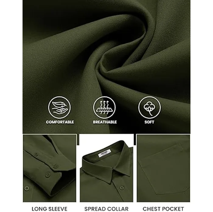 COOFANDY Men’s Long Sleeve Dress Shirt – Casual Untucked Button-Down for Wedding & Beach - Image 5