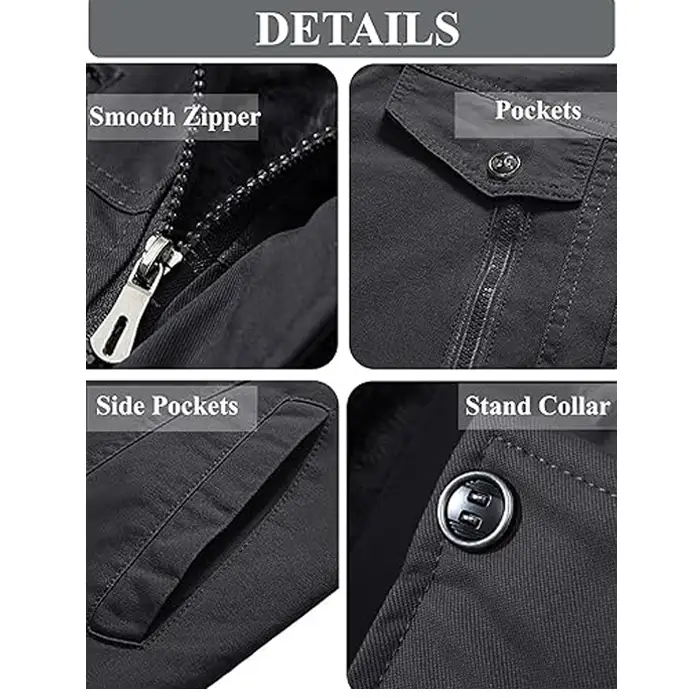 Multi Pocket Jacket for Men – Winter Warm Fleece Cargo Jacket Casual Outdoor Coat - Image 3