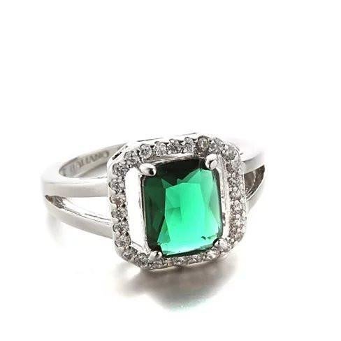 Color: Emerald Green,Size: 9 - Blissful Princess Cut Ring