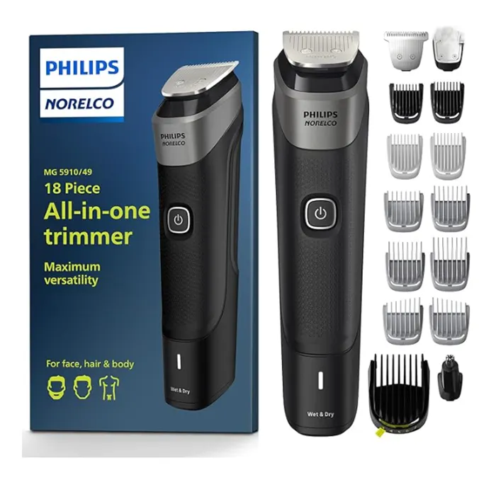 Philips Norelco Multigroom 5000 – 18-Piece Men’s Grooming Kit, All-in-One Trimmer for Beard, Hair & Body