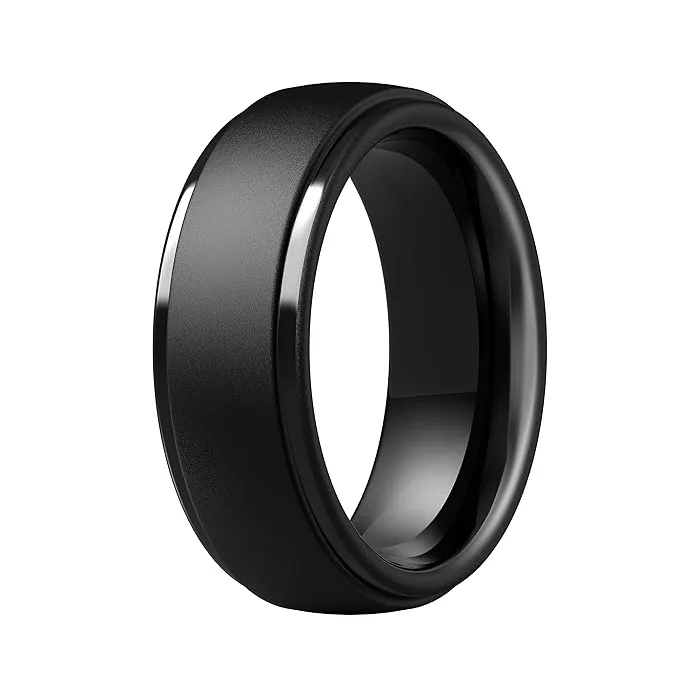 ThunderFit Silicone Rings for Men – Step Edge Rubber Wedding Bands, 10mm Wide, 2.5mm Thick (Set of 1 / 4 / 7)