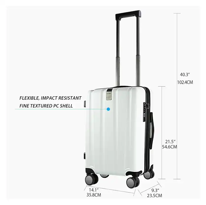 KROSER 20-Inch Carry-On Luggage – Hardside Spinner Suitcase with TSA Lock, USB Port & Expandable Travel Bag, White - Image 2