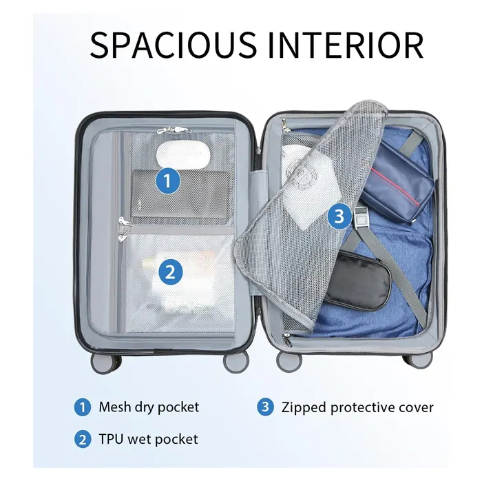 KROSER 20-Inch Carry-On Luggage – Hardside Spinner Suitcase with TSA Lock, USB Port & Expandable Travel Bag, White - Image 5