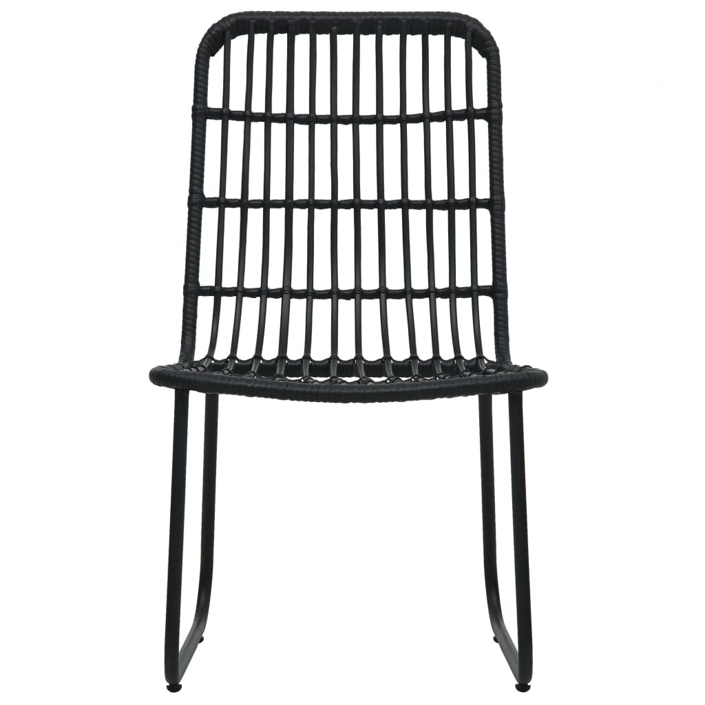 Dining Set Black Poly rattan, powder-coated steel, glass - Image 5