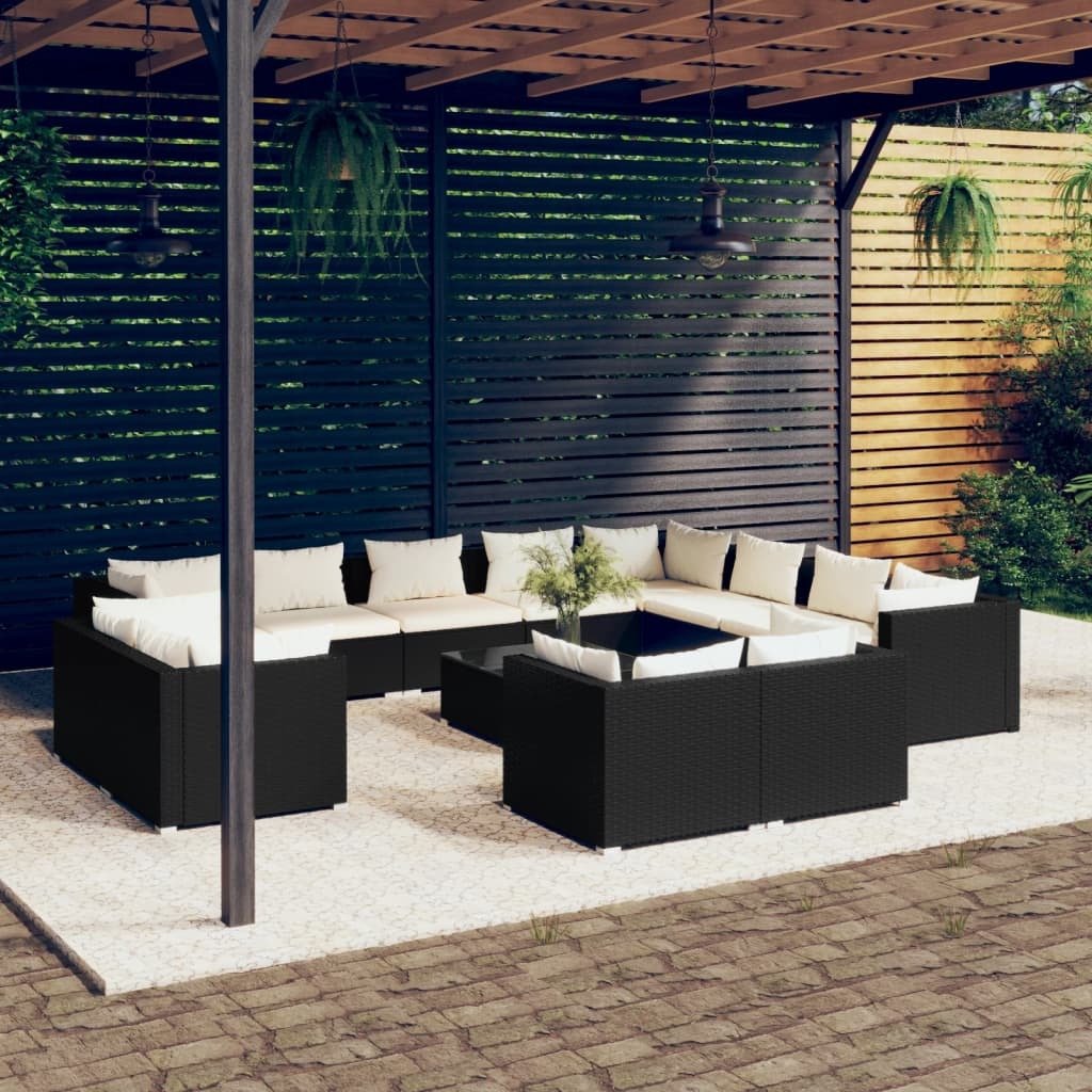 Garden Lounge Set Black