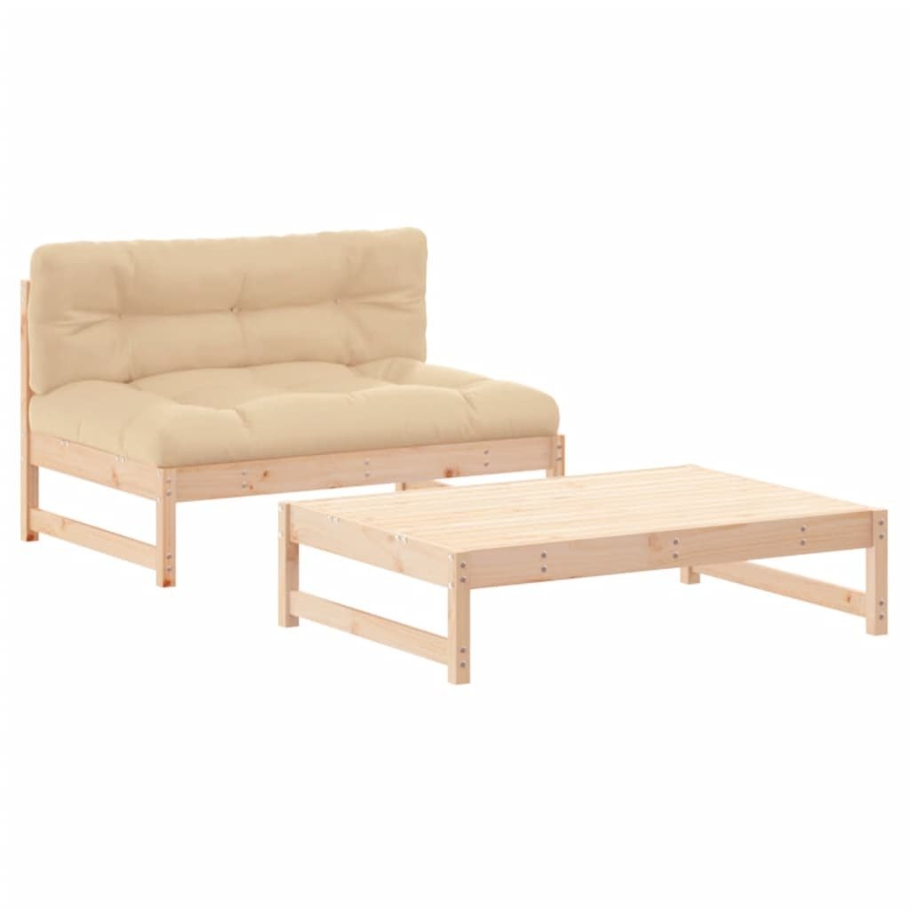 Garden Lounge Set Beige Solid pine wood Medium Modular - Image 2
