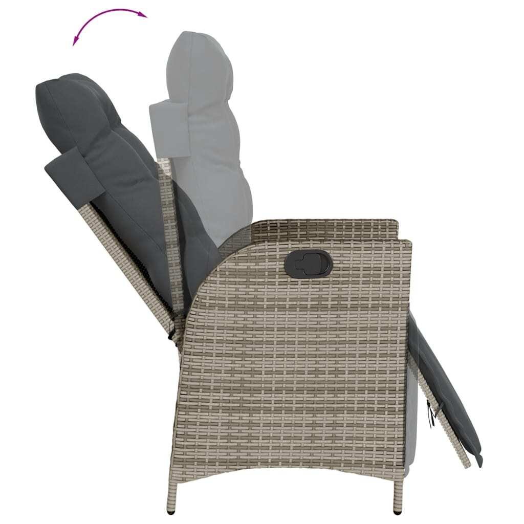 Garden Dining Set Grey PE rattan Medium Adjustable Footrests - Image 5