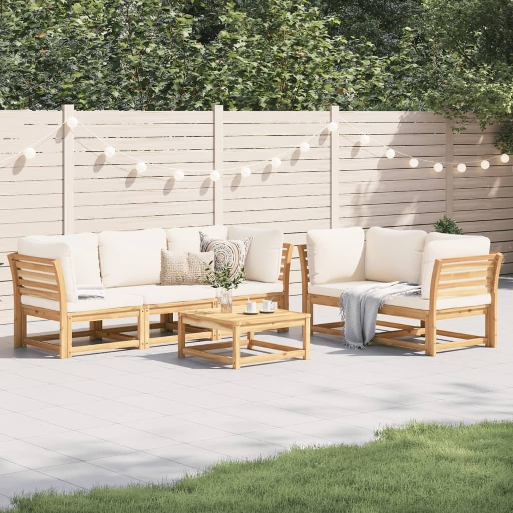 Garden Lounge Set Cream White, Acacia Wood