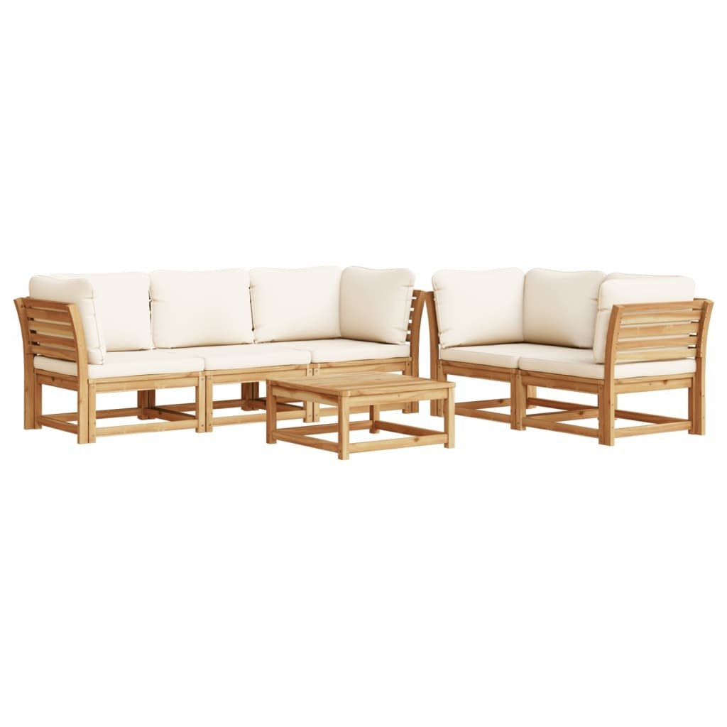Garden Lounge Set Cream White, Acacia Wood - Image 2