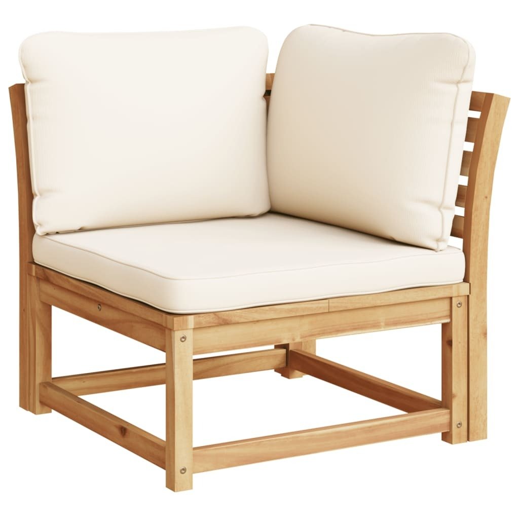 Garden Lounge Set Cream White, Acacia Wood - Image 4