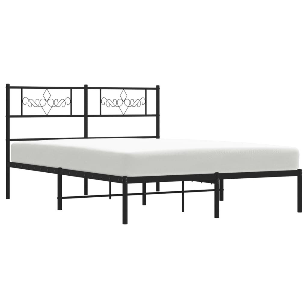 Bed Frame Black Steel Full Bed Frame Rectangular Traditional - Image 3
