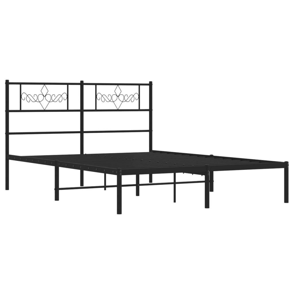 Bed Frame Black Steel Full Bed Frame Rectangular Traditional - Image 4