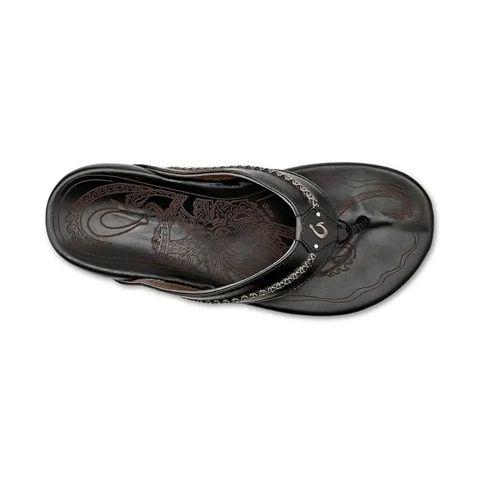 OLUKAI Men’s Mea Ola Leather Sandals | Premium Beach Flip Flops for Comfort & Durability - Image 4