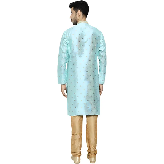 Pro-Ethic Style Developer Men’s Silk Printed Kurta Set for Weddings & Festivals - Image 4
