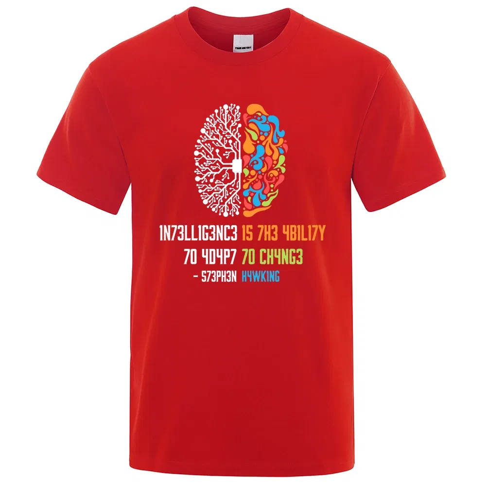 Color: Gold, Size: XXL - Intelligence Is The Ability To Adapt To Change Tops Men Women Shirt Loose Clothing Loose Cotton Oversize Tshirt Hip Hop Tops - Image 7