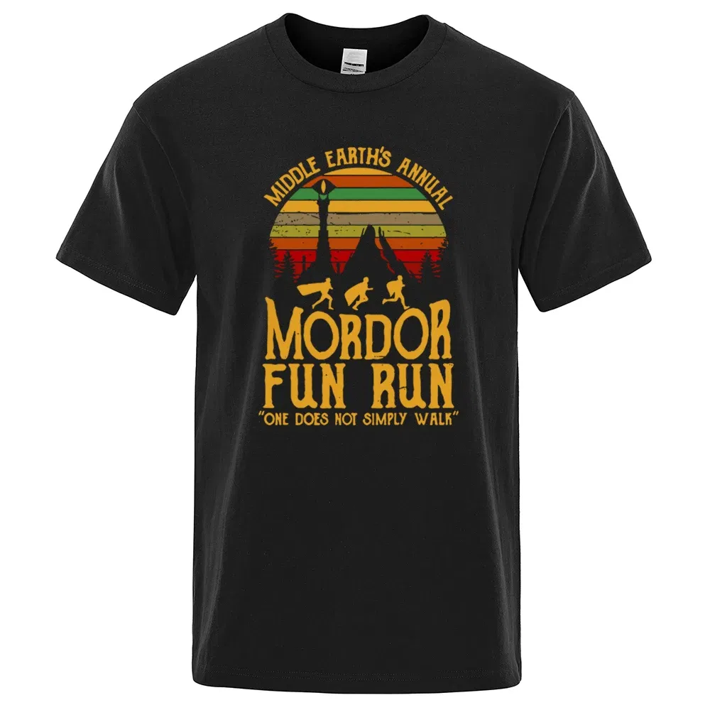 Color: Orange, Size: M - Middle Earth'S Annual Mordor Fun Run Print T Shirt Men Women Tshirts Summer Cotton Tops Cotton Loose Street Hip Hop T-Shirts - Image 2