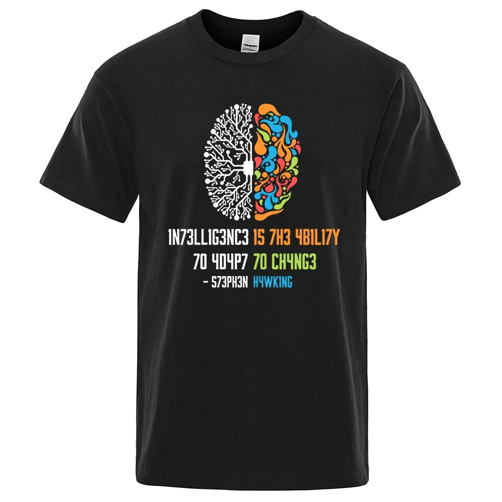 Color: Orange, Size: XXXL - Intelligence Is The Ability To Adapt To Change Tops Men Women Shirt Loose Clothing Loose Cotton Oversize Tshirt Hip Hop Tops - Image 2