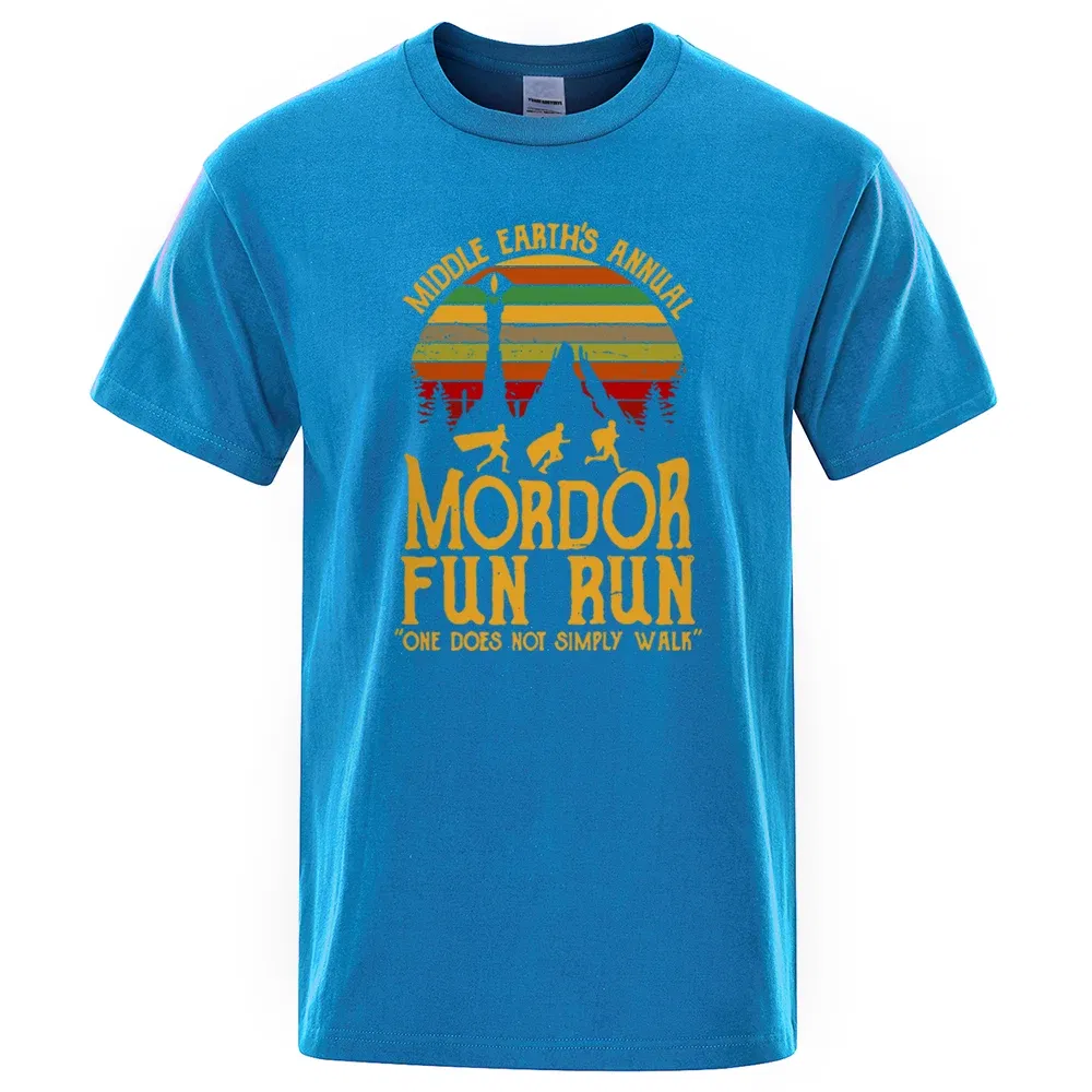 Color: Orange, Size: M - Middle Earth'S Annual Mordor Fun Run Print T Shirt Men Women Tshirts Summer Cotton Tops Cotton Loose Street Hip Hop T-Shirts - Image 5