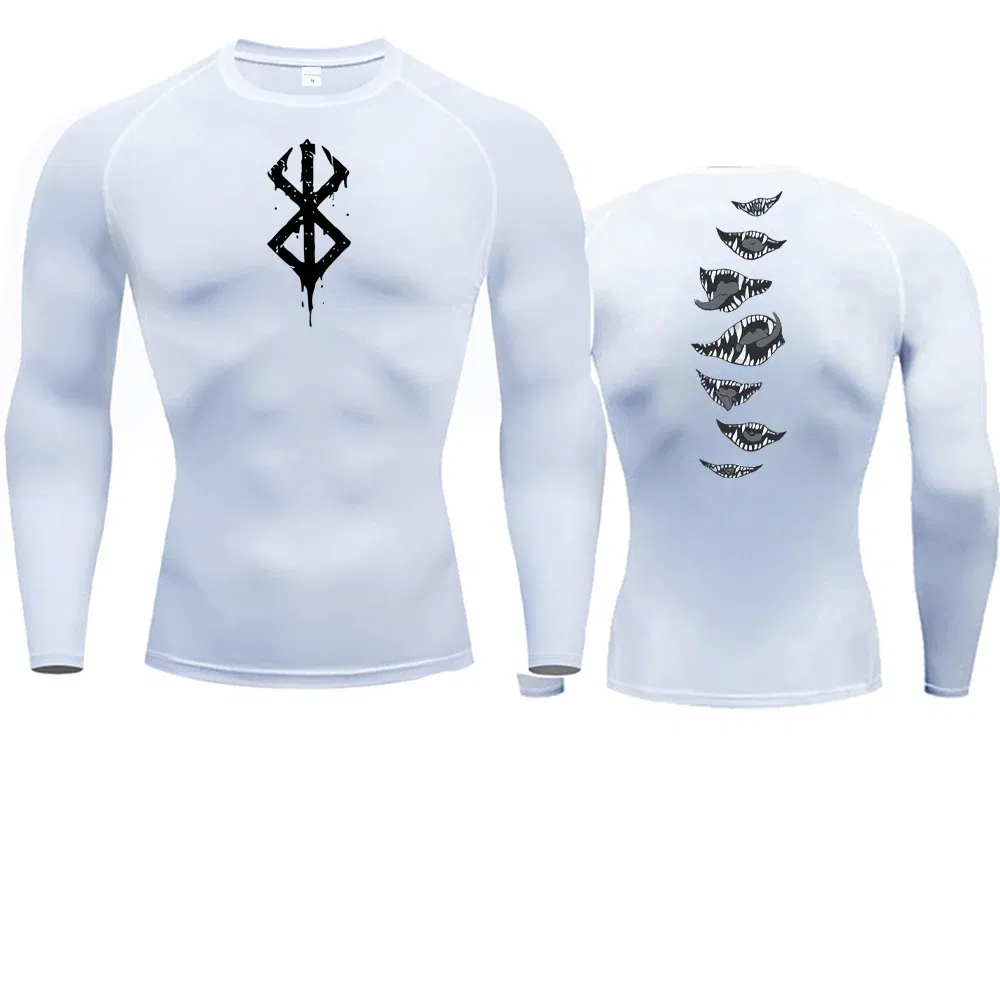 Color: Orange, Size: S - 2024Anime Berserk Guts Men's Compression Shirt Fitness Sport Running Tight Gym TShirts Athletic Quick Dry Tops Tee Summer - Image 6