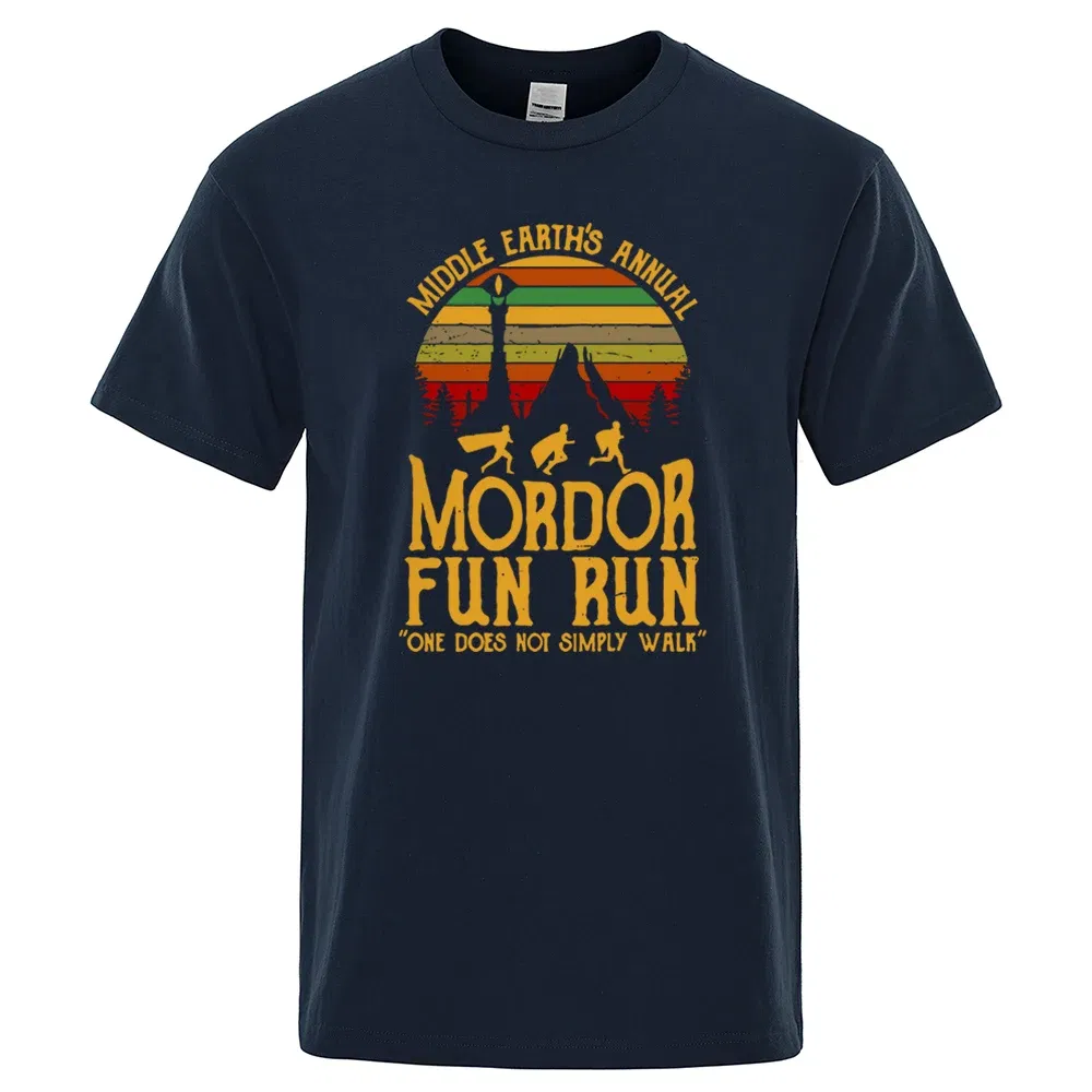 Color: Orange, Size: M - Middle Earth'S Annual Mordor Fun Run Print T Shirt Men Women Tshirts Summer Cotton Tops Cotton Loose Street Hip Hop T-Shirts - Image 4