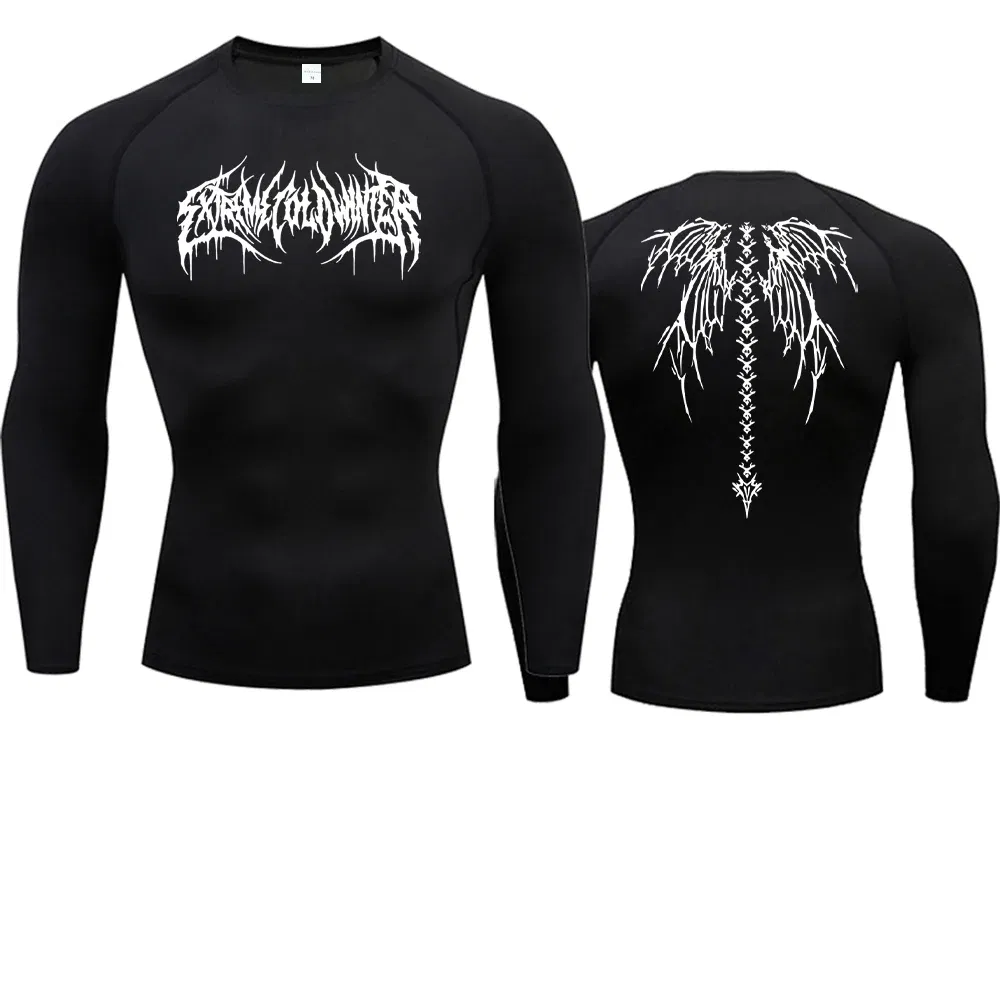 Color: Beige, Size: M, Ships From: CHINA - Bat Print Compression Shirts for Men Summer Short Sleeve Rash Guard Gym Workout Running Tshirt Athletic Quick Dry Tees Tops - Image 7