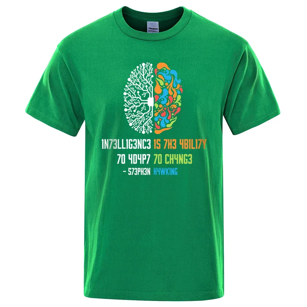 Color: Gold, Size: XXL - Intelligence Is The Ability To Adapt To Change Tops Men Women Shirt Loose Clothing Loose Cotton Oversize Tshirt Hip Hop Tops - Image 3