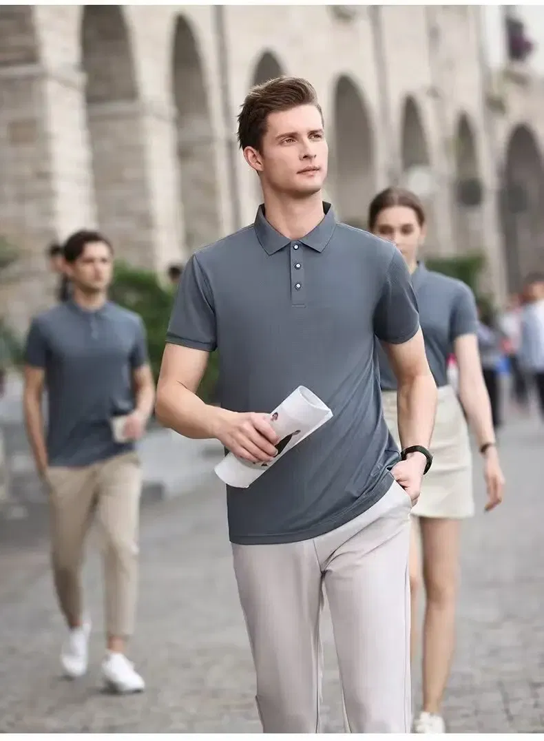 Color: Yellow, Size: M - 2025 New Solid Color Polo Shirt Men's Short Sleeve Button Tshirts Lapel Lightweight Streetwear Sport Casual Tops - Image 4